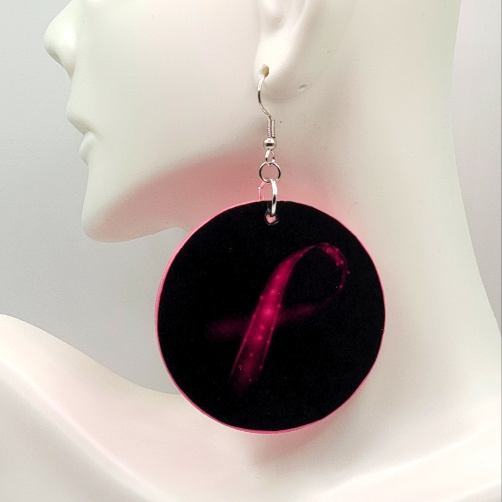 Breast Cancer Earrings - Picture 1 of 6